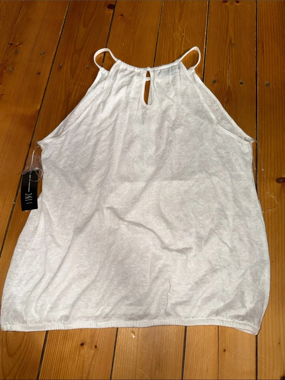 INC International Concepts 100% linen White Halter Embellished Tank NWT size XL